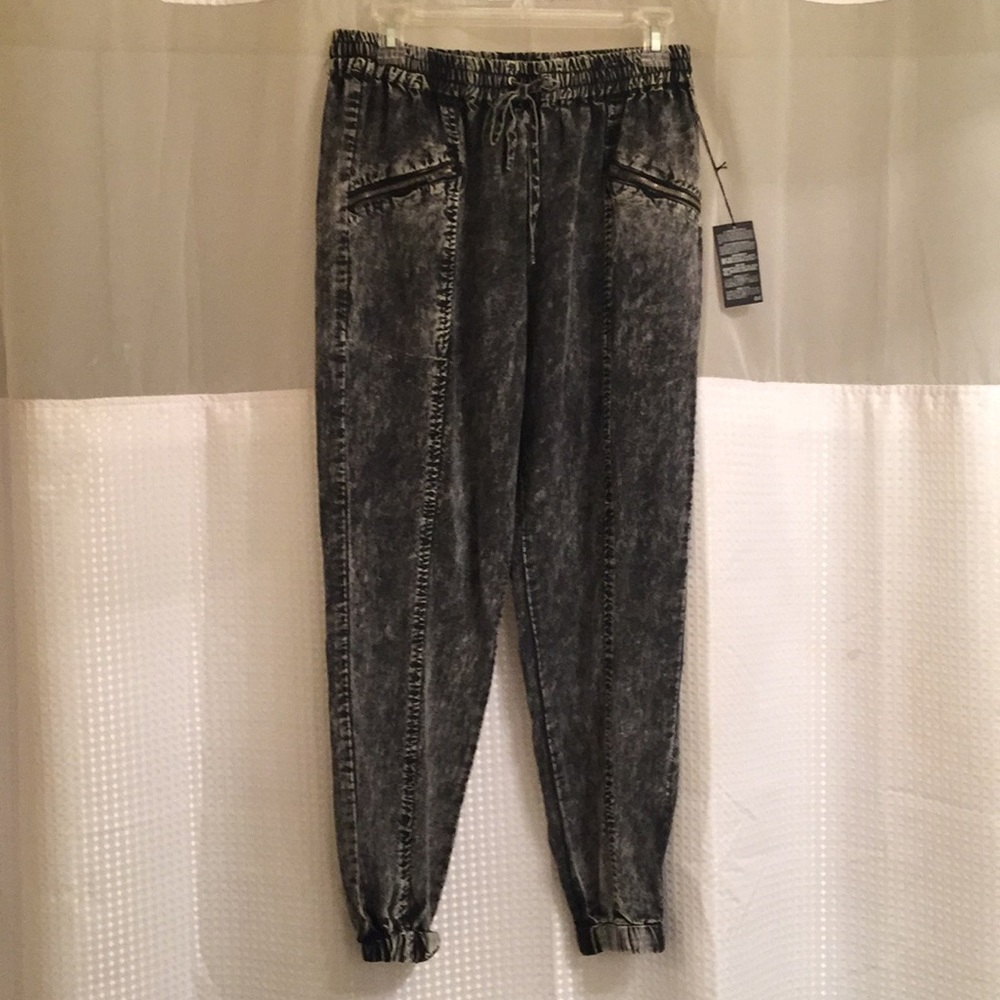 Acid washed black pants